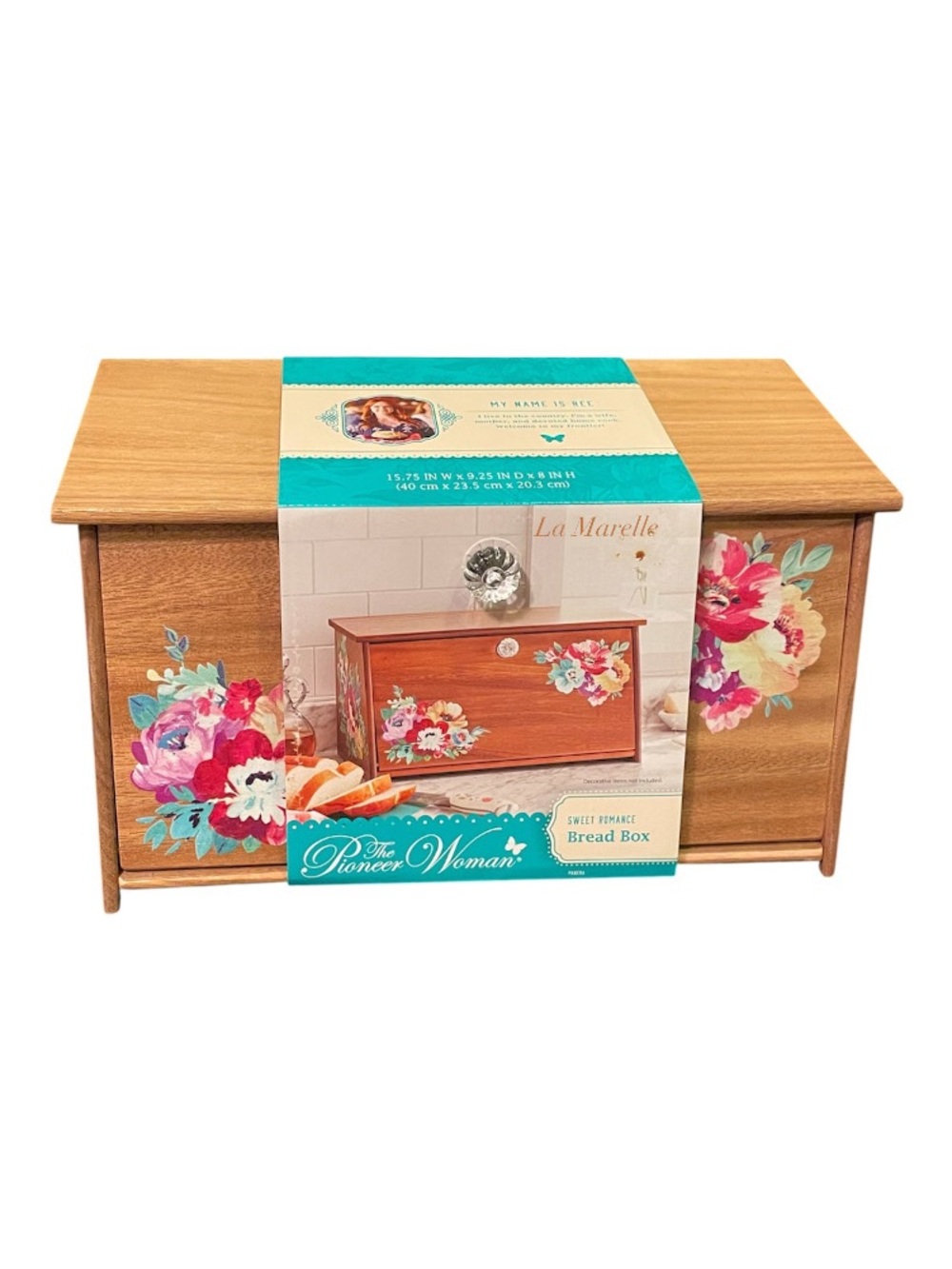 The Pioneer Woman Sweet Romance Acacia Wood Bread Box - Picture 10 of 11